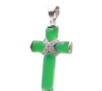 JgYiAngBq Pendentif Feng Shui, collier pendentif Feng Shui en jade vert for femme, véritable croix de yoga en jade, argent S925