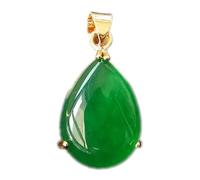 JgYiAngBq Pendentif Feng Shui, collier pendentif Feng Shui en jade vert for femme, véritable yoga, calcédoine, gouttes d'eau, argent S925 plaqué or