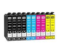 Jhaan 16XL Cartouches d'encre pour Epson 16 XL Compatible avec Workforce WF-2750DWF WF-2760DWF WF-2630WF WF-2650DWF WF-2660DWF WF-2510WF WF-2520NF WF-2530WF WF-2540WF WF-2010W (10 Pack)