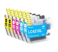 Jhaan LC421 Cartouches d'encre XL compatibles avec Brother LC421XL Cartouches d'encre pour Brother DCP-J1050DW Compatibles avec Brother DCP-J1140DW MFC-J1010DW DCP-J1800DW (LC421 Cyan, LC421 Magenta,