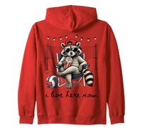 J'habite Ici Maintenant Volleyball Raccoon Sweat à Capuche