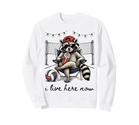 J'habite Ici Maintenant Volleyball Raccoon Sweatshirt
