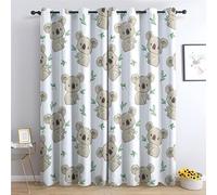 JHAHZJ Rideau Occultant Koala, Rideaux Thermiques à Oeillets pour Salon Chambre Fenetre, Motif Animal De Dessin Animé Mignon Rideaux Lot De 2 Moderne Décoration De Fenêtre, 110x215 cm (L x H)