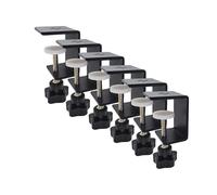 Jhanw Lot de 6 pinces en C très résistantes, noires - Petites pinces en C imperméables et antirouille - Pinces métalliques pour panneaux de travail du bois, pince réglable sur étagère de bureau pour