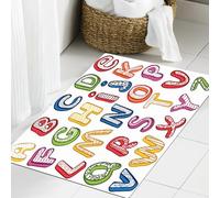 JHAOUNUK Tapis de Bain Antiderapant en Microfibre Douce,Tapis de Salle de Bain Lavable en Machine,ABC 3D dessiné à la Main. Contour.,60x90cm