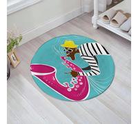 JHAOUNUK Tapis de Bain Antiderapant en Microfibre Douce,Tapis de Salle de Bain Lavable en Machine,Affiche de Musique Jazz. Illustration d'une Affiche de Jazz avec Un Saxophonist,60x60cm