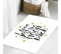 JHAOUNUK Tapis de Bain Antiderapant en Microfibre Douce,Tapis de Salle de Bain Lavable en Machine,Amour, Je t'aime jusqu'à la Lune et Retour Doodle étoiles écriture Manuscrite,60x90cm