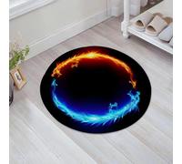 JHAOUNUK Tapis de Bain Antiderapant en Microfibre Douce,Tapis de Salle de Bain Lavable en Machine,Anneau de Flammes Bleues et Rouges Autour d'un Cadre de feu brûlant sur Un Fond,60x60cm