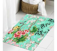 JHAOUNUK Tapis de Bain Antiderapant en Microfibre Douce,Tapis de Salle de Bain Lavable en Machine,Aquarelle de Fleurs en Fleurs,60x90cm