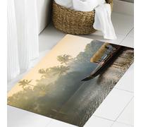 JHAOUNUK Tapis de Bain Antiderapant en Microfibre Douce,Tapis de Salle de Bain Lavable en Machine,Bateau-Maison à Plat Orange du Kerala ancré sur Les rives des Parcs naturels ca,60x90cm