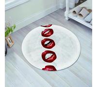 JHAOUNUK Tapis de Bain Antiderapant en Microfibre Douce,Tapis de Salle de Bain Lavable en Machine,Baiser, Sourire lèvres Rouge Vif Baiser Rouge à lèvres Sexy Mimétisme de la BOU,60x60cm