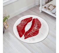 JHAOUNUK Tapis de Bain Antiderapant en Microfibre Douce,Tapis de Salle de Bain Lavable en Machine,Baiser, Empreinte de lèvres Signe de Baiser sur Fond Blanc Trace séduisante ave,60x60cm