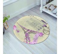JHAOUNUK Tapis de Bain Antiderapant en Microfibre Douce,Tapis de Salle de Bain Lavable en Machine,Baiser, Symboles Floraux de Paris, Monuments, Tour Eiffel, air Chaud...,60x60cm