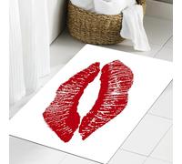JHAOUNUK Tapis de Bain Antiderapant en Microfibre Douce,Tapis de Salle de Bain Lavable en Machine,Baiser, Empreinte de lèvres Signe de Baiser sur Fond Blanc Trace séduisante ave,60x90cm