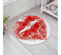 JHAOUNUK Tapis de Bain Antiderapant en Microfibre Douce,Tapis de Salle de Bain Lavable en Machine,Baiser, Signe de Rouge à lèvres en Forme de cœur, Expression de Passion, romanc,60x60cm