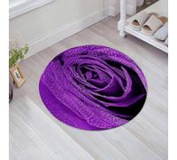 JHAOUNUK Tapis de Bain Antiderapant en Microfibre Douce,Tapis de Salle de Bain Lavable en Machine,Beau détail de Rose Violette avec des Gouttes d'eau,60x60cm