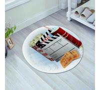 JHAOUNUK Tapis de Bain Antiderapant en Microfibre Douce,Tapis de Salle de Bain Lavable en Machine,Billets pour Soda, Pop-Corn Frais et Claquettes, première à succès au cinéma,60x60cm