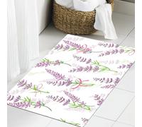 JHAOUNUK Tapis de Bain Antiderapant en Microfibre Douce,Tapis de Salle de Bain Lavable en Machine,Bouquets de Fleurs de Lavande, Motif vectoriel sans Couture Violet. Magnifique,60x90cm