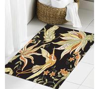 JHAOUNUK Tapis de Bain Antiderapant en Microfibre Douce,Tapis de Salle de Bain Lavable en Machine,Broderie Jacobine Traditionnelle à Fleurs Fantaisie. Motif de Fond sans Couture,60x90cm