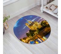 JHAOUNUK Tapis de Bain Antiderapant en Microfibre Douce,Tapis de Salle de Bain Lavable en Machine,Cathédrale Notre-Dame au crépuscule à Paris France Riverside Scen,60x60cm