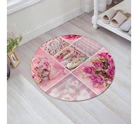 JHAOUNUK Tapis de Bain Antiderapant en Microfibre Douce,Tapis de Salle de Bain Lavable en Machine,Collage Romantique avec des Roses de Couleur Rose,60x60cm