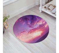 JHAOUNUK Tapis de Bain Antiderapant en Microfibre Douce,Tapis de Salle de Bain Lavable en Machine,Coucher de Soleil sur Le Ciel Rose Coloriage du Ciel et des Nuages Image sur Le,60x60cm