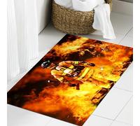 JHAOUNUK Tapis de Bain Antiderapant en Microfibre Douce,Tapis de Salle de Bain Lavable en Machine,dans l'incendie, Un Pompier Recherche d'éventuels survivants,60x90cm