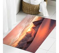 JHAOUNUK Tapis de Bain Antiderapant en Microfibre Douce,Tapis de Salle de Bain Lavable en Machine,Décor de lac, Lever de Soleil dans Les Alpes suisses avec Une Vue Magique sur l,60x90cm