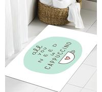 JHAOUNUK Tapis de Bain Antiderapant en Microfibre Douce,Tapis de Salle de Bain Lavable en Machine,des Mots drôles, Tout ce Dont tu as Besoin C'est d'un Cappuccino,60x90cm