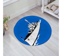 JHAOUNUK Tapis de Bain Antiderapant en Microfibre Douce,Tapis de Salle de Bain Lavable en Machine,Dessin animé, Animation sur Le thème de la mer, Navire de Guerre, Navire de GUE,60x60cm