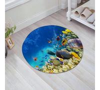 JHAOUNUK Tapis de Bain Antiderapant en Microfibre Douce,Tapis de Salle de Bain Lavable en Machine,Décor océan, fée sous-Marine avec Poissons et truies,60x60cm
