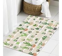 JHAOUNUK Tapis de Bain Antiderapant en Microfibre Douce,Tapis de Salle de Bain Lavable en Machine,Différents Cactus dessinés à la Main dans des Pots de Fleurs, Style gribouillag,60x90cm