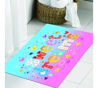 JHAOUNUK Tapis de Bain Antiderapant en Microfibre Douce,Tapis de Salle de Bain Lavable en Machine,Enfants, Doux rêves étoiles colorées ombrées Fleurs Nuages cœurs Lettres amusan,60x90cm