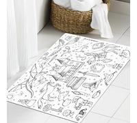 JHAOUNUK Tapis de Bain Antiderapant en Microfibre Douce,Tapis de Salle de Bain Lavable en Machine,Ensemble de Contes de fées dessinés à la Main. Illustration pour Impressions Te,60x90cm