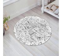 JHAOUNUK Tapis de Bain Antiderapant en Microfibre Douce,Tapis de Salle de Bain Lavable en Machine,Ensemble de Contes de fées dessinés à la Main. Illustration pour Impressions Te,60x60cm