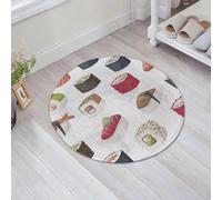 JHAOUNUK Tapis de Bain Antiderapant en Microfibre Douce,Tapis de Salle de Bain Lavable en Machine,Ensemble de sushis et de Rouleaux de Dessin animé. Icônes de Cuisine Japonaise,60x60cm
