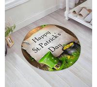 JHAOUNUK Tapis de Bain Antiderapant en Microfibre Douce,Tapis de Salle de Bain Lavable en Machine,Étiquette de la Saint-Patrick avec Bordure d'angle de trèfles Brillants sur Un,60x60cm