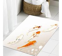 JHAOUNUK Tapis de Bain Antiderapant en Microfibre Douce,Tapis de Salle de Bain Lavable en Machine,Famille Koi. Cinq carpes Koi sacrées japonaises Flottant Quelque Part,60x90cm