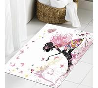 JHAOUNUK Tapis de Bain Antiderapant en Microfibre Douce,Tapis de Salle de Bain Lavable en Machine,Fée des Fleurs dans l'environnement des Papillons,60x90cm