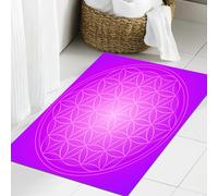 JHAOUNUK Tapis de Bain Antiderapant en Microfibre Douce,Tapis de Salle de Bain Lavable en Machine,Fleur de Vie aux Tons psychédéliques vibrants Love Soul Kitsch Artisti,60x90cm