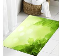 JHAOUNUK Tapis de Bain Antiderapant en Microfibre Douce,Tapis de Salle de Bain Lavable en Machine,Fond d'écran Vert et Doux avec des Feuilles de hêtre Écologie Croissance Jardin,60x90cm