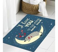JHAOUNUK Tapis de Bain Antiderapant en Microfibre Douce,Tapis de Salle de Bain Lavable en Machine,Fond d'écran d'amour avec Un Chat Mignon et la Lune. Je t'aime jusqu'à la Lune,60x90cm