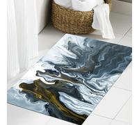 JHAOUNUK Tapis de Bain Antiderapant en Microfibre Douce,Tapis de Salle de Bain Lavable en Machine,Fragment de Texture de marbre Abstrait Peint à la Main en Noir et Or de peintur,60x90cm