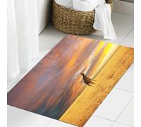 JHAOUNUK Tapis de Bain Antiderapant en Microfibre Douce,Tapis de Salle de Bain Lavable en Machine,Girafe, Animal dans la Savane sous de Gros Nuages au Coucher du Soleil sur Le t,60x90cm