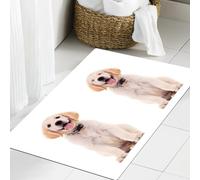 JHAOUNUK Tapis de Bain Antiderapant en Microfibre Douce,Tapis de Salle de Bain Lavable en Machine,Golden Retriever, Deux Poses émotionnelles d'un Jeune Cucciolo Dom haletant,60x90cm