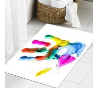 JHAOUNUK Tapis de Bain Antiderapant en Microfibre Douce,Tapis de Salle de Bain Lavable en Machine,Gros Plan d'une Empreinte de Main colorée sur Fond Blanc.,60x90cm