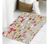 JHAOUNUK Tapis de Bain Antiderapant en Microfibre Douce,Tapis de Salle de Bain Lavable en Machine,Grande Collection d'icônes de Transport gribouillées en Couleurs. Les Petites i,60x90cm