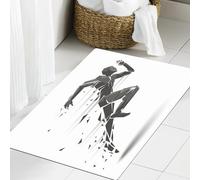 JHAOUNUK Tapis de Bain Antiderapant en Microfibre Douce,Tapis de Salle de Bain Lavable en Machine,Homme Qui Court géométrique,60x90cm