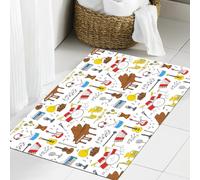 JHAOUNUK Tapis de Bain Antiderapant en Microfibre Douce,Tapis de Salle de Bain Lavable en Machine,Icônes de Musique Illustrations vectorielles dessinées à la Main Fond transpare,60x90cm