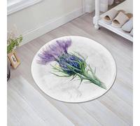 JHAOUNUK Tapis de Bain Antiderapant en Microfibre Douce,Tapis de Salle de Bain Lavable en Machine,Illustration vectorielle de Peinture à l'aquarelle de Fleur de Chardon-Marie.,60x60cm